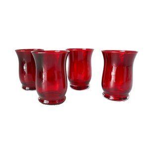 4 Royal Ruby Juice Glasses Vintage Cordial Barware
